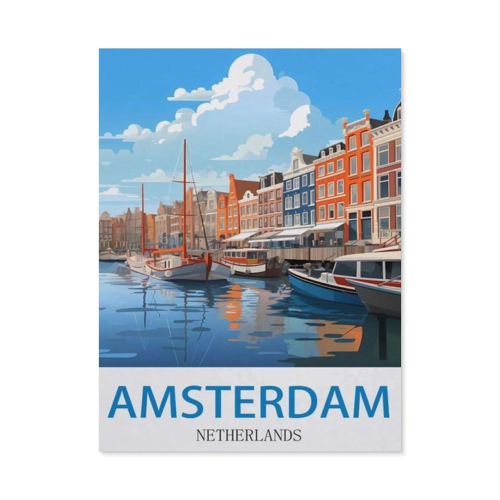 BEAYODKP Amsterdam Netherlands，Diamond Art Kits for Adults and Kids, Full Drill Round Rhinestone Paint with Diamonds（50 x 60 cm/19.68 x 23.62 inches）-CO55