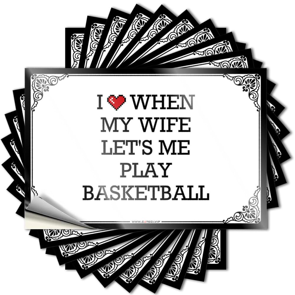 Lettering Sticker Beer Accessories Easy Apply | I Love When My Wife Let's Me Play Basketball Winter Hard Peel and Stick(12X18CM)