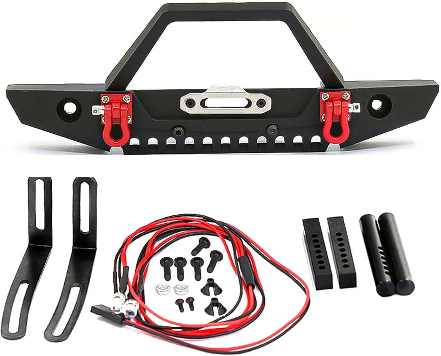 Metal Front Bumper with LED Light Upgrade Part for 1:10 RC Crawler Car TRX-4 SCX10