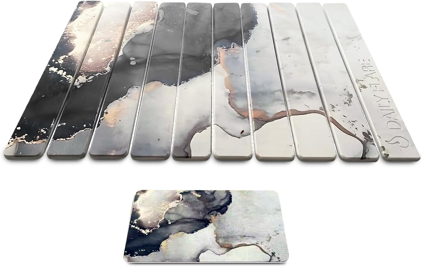 Stone Dish Drying Mat, Foldable Diatomaceous Sink Mat – Fast-Drying, Non-Slip, Easy-Clean Stone Drainer for Kitchen & Bathroom (15.75” x 23.62”)