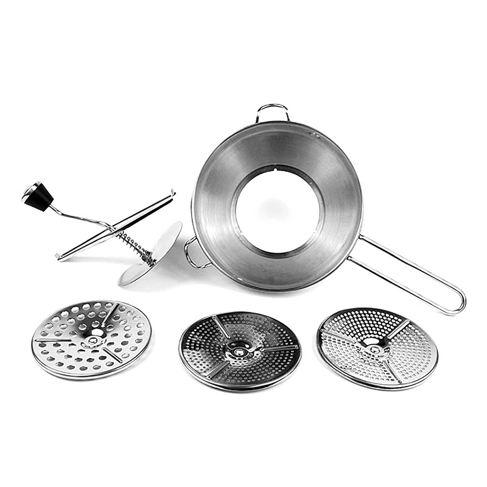 Manueller Gemüsemixer, Marmeladenreibe, Kartoffelstampfer, mit 3 Stahlgittern, rotierende Küchenmaschine für Tomatensauce, Apfelmus, Püree, Kartoffelpüree, Marmelade