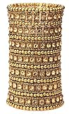 YACQ Women's Multilayer Big Stretch Cuff Bracelets Fit Wrist Size 7 to 7-4/5 Inch - Elastic Band & 7 Row Crystals Jewelry - 4-1/2 Inch Wide - Lead & Nickle Free
