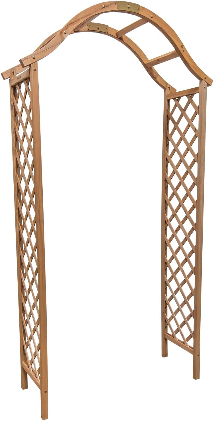 Wooden Garden Arch Pergola Plant Support Trellis Archway, Natural Tan Finish, Easy Assembly