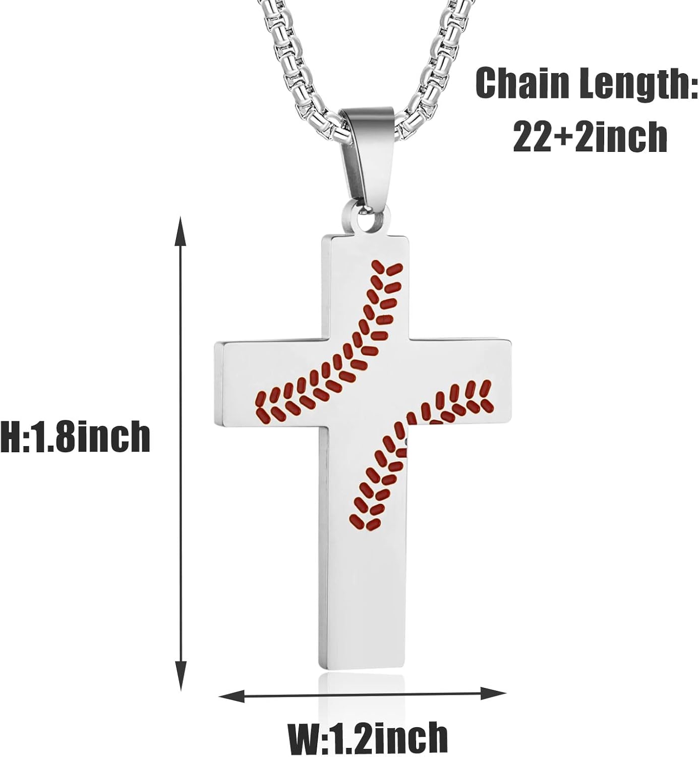Baseball Cross Necklace for Men - Inspirational Bible Verse Pendant, Stainless Steel Chain, 22+2 inch Sports Jewelry Gift - Image 3