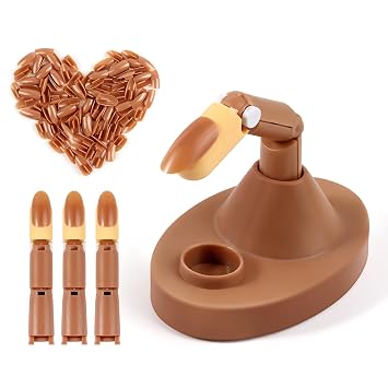 Practice Fingers Hand Acrylic Nails 3PCS Fake Fingers to Practice Fake Nails - Manicure Acrylic Nail Hands Training Set with Base and 100PCS Brown Nail Tips for Nail Supplies