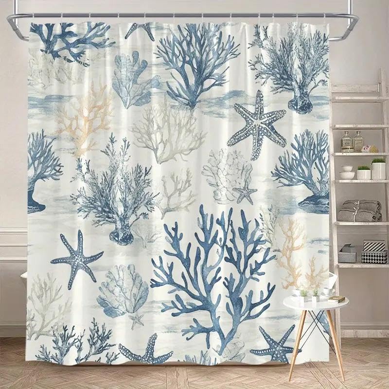 Rideau de douche corail imperméable 180x210 cm anti-éclaboussure