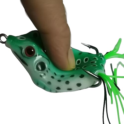 Miniatura 3 de Topwater - Señuelos de rana – 5 ranas de superficie realistas sin malas hierbas para pesca de lubina