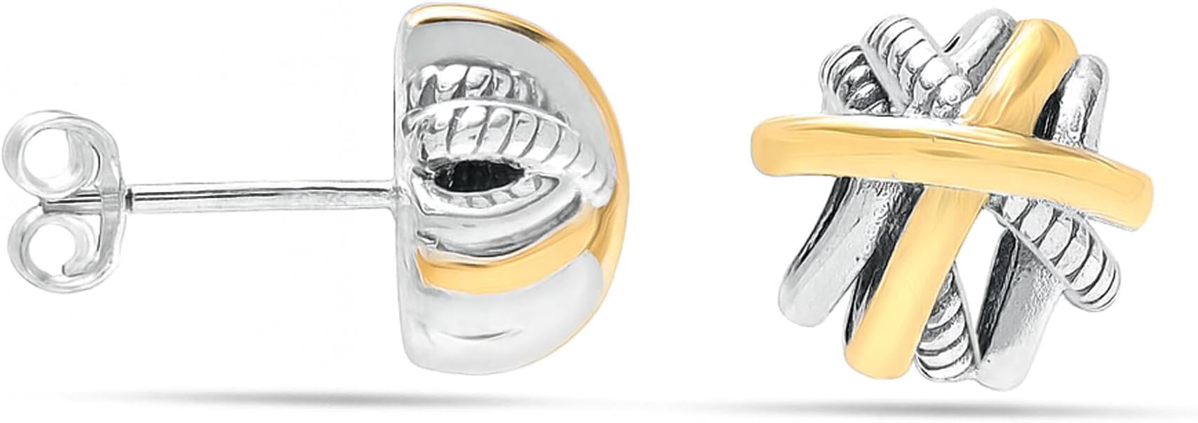 Charmsy 925 Sterling Sliver Stud Earrings for Women | Lightweight Antique Two-Tone Stud-Earrings for Women Teen