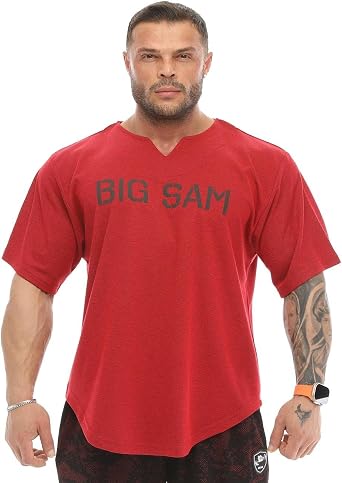 Mens Oversize Active T-Shirts, Bodybuilding Fitness Cardio Rag Top T-Shirt