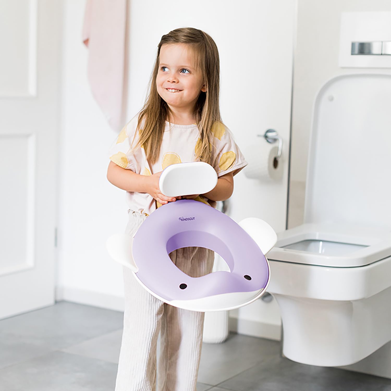 Kindsgut Réducteur de toilette baleine pour enfants, conception de baleine adaptée aux enfants, dans des couleurs subtiles et modernes, adapté aux enfants, lilas