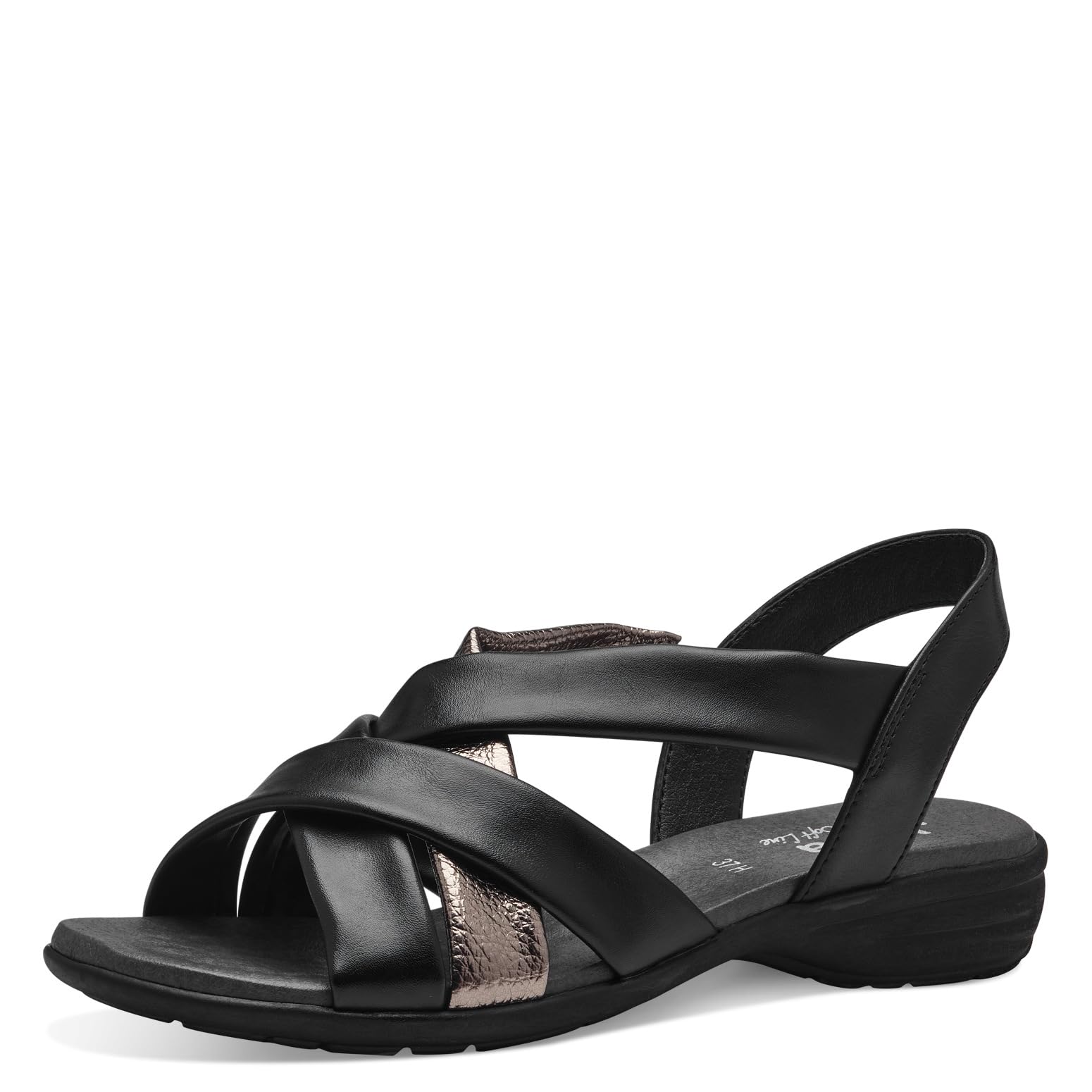 Jana Women’s Flat Sandals Elegant Vegan, Black/Pewter, 3,5 UK