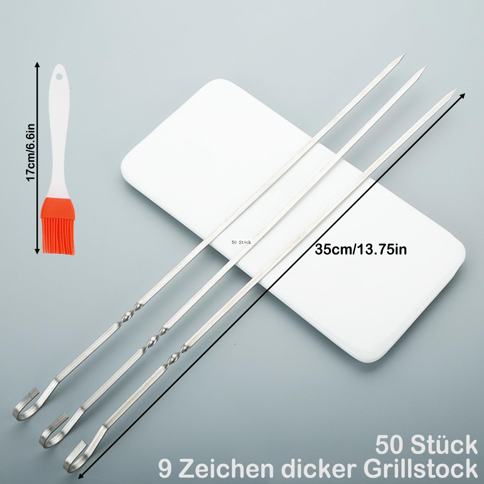 50 Brochettes Barbecue Acier Inoxydable 35cm Avec Tube Rangement - Réutilisables