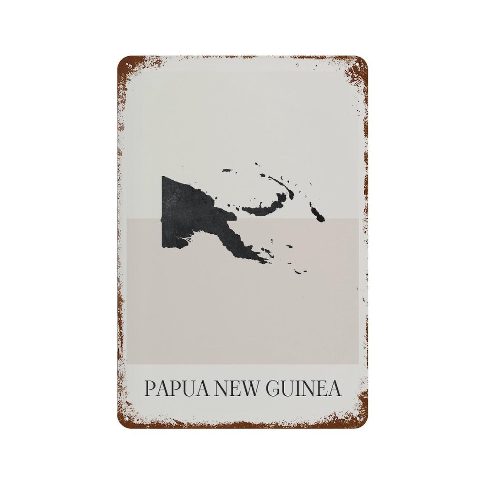 xiaoxiaoshen Papua New Guinea Map Minimalist Boho Decor Wall Decor Art Metal Tin Poster Modern Home Decor Art Home Bar Shop Decorations Vintage Sign 30x20cm