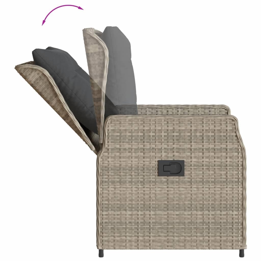 Juego de muebles de jardín de 9 piezas con cojines gris claro de polirratán, mesa con 8 sillas, muebles de balcón, muebles de terraza, jardín, balcón -K