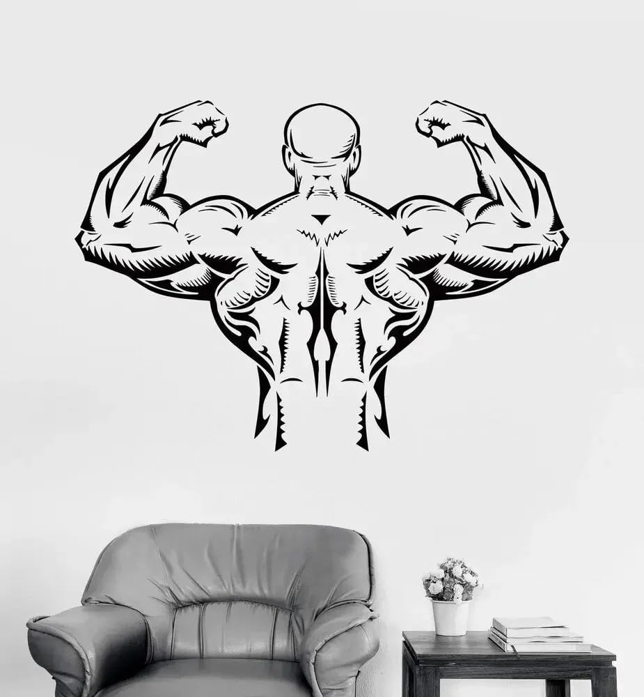 Perfect Fitness Vinyl Wall Sticker Gym Muscular Body Bodybuilding Gym Wall Decoration Home Living Room Bedroom Decoration 60x42cm