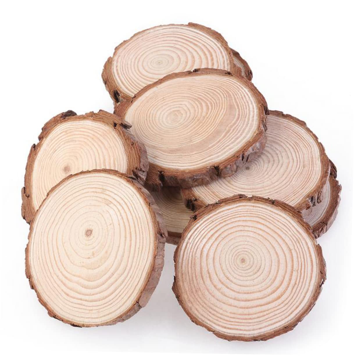 VILLCASE 20 Piezas Rodajas de madera a granel redondas christmas decorations adornos navideños adorno navideño decoración del hogar rebanada de madera natural sin terminar losas de madera