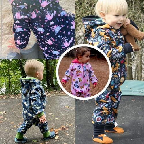 Lilakind Baby Kinderen Walkloden Overall Bessen Eenhoorns Gr. 74-122 - Made in Germany, Gevoerde capuchon, 74-80