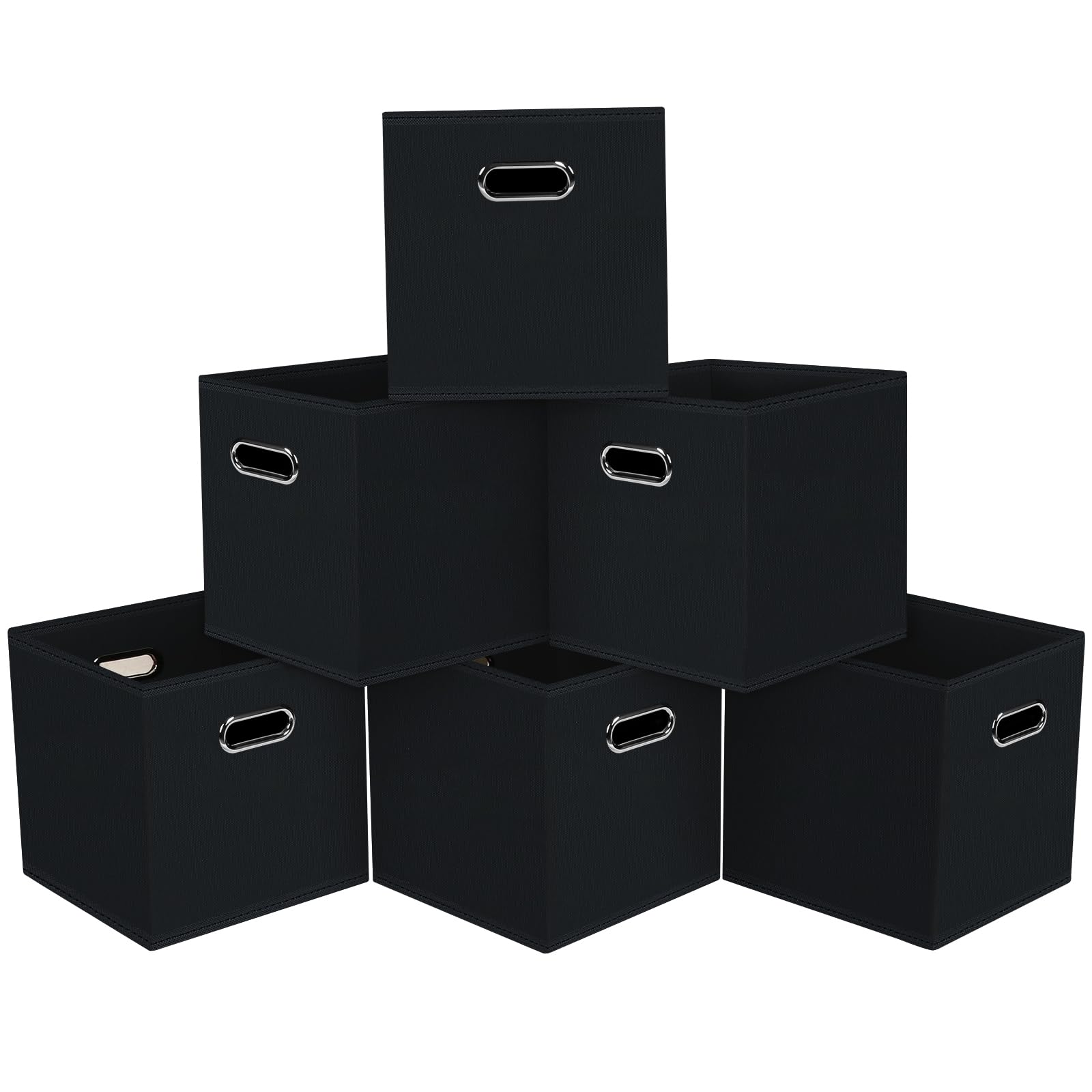 Amazon.com - HEAYEEG Black Foldable Storage Cubes Bins, Fabric Storage Box Cubes Organizer ...
