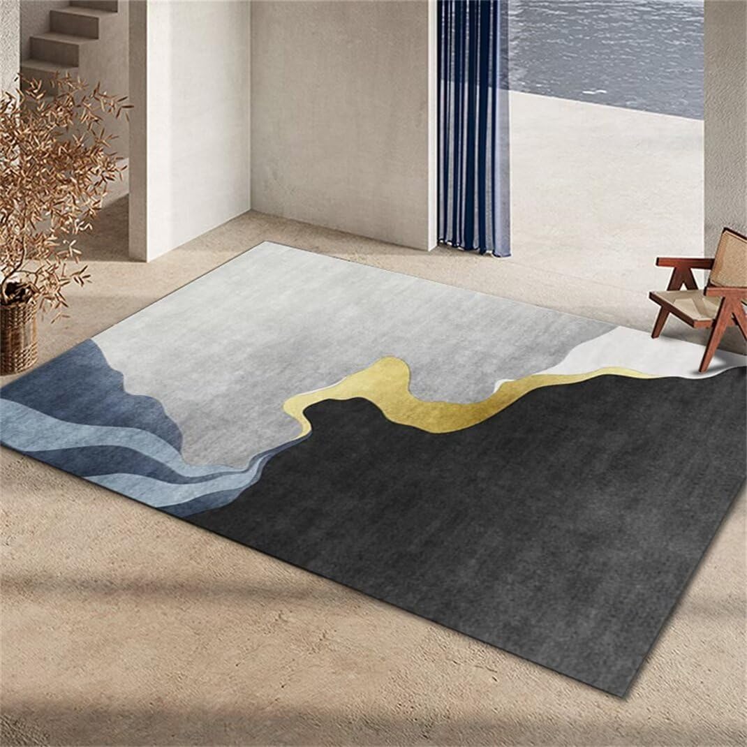 Tapis couloir antidérapant et durable gris 100x200cm poils courts doux