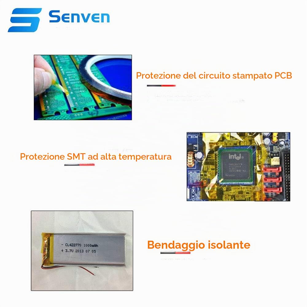 Senven 2 rolls of high-temperature tape, polyimide film tape, Kapton tape, for masking, soldering, powder coating, sublimation, and insulation circuits (33M x 20MM) × 2.