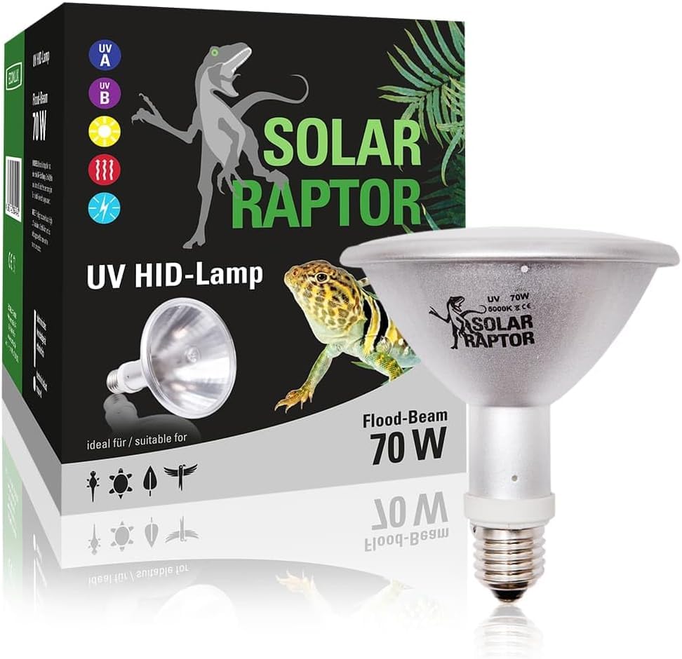 SOLAR RAPTOR HID UV-Strahler, Metalldampflampe, Wärme & UV-Lampe für Terrarien (70 Watt/Flood)