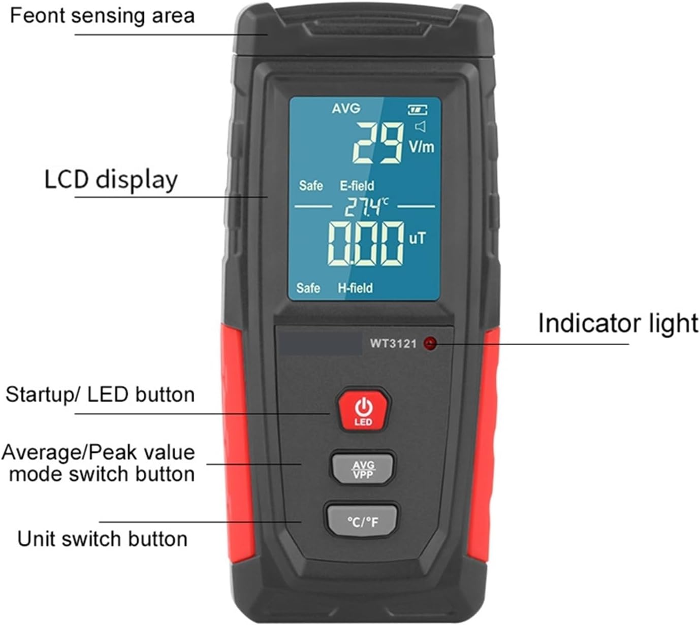 Digital Testing Electromagnetic Radiation Tester Handheld Radiation Dosimeter Monitor Portable Electric Field EMF Meter Detector Counter