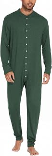 Ekouaer Men's One Piece Pajama Thermal Full Button Union Suit Long Sleeve Onesie with Button Flap S-XXL