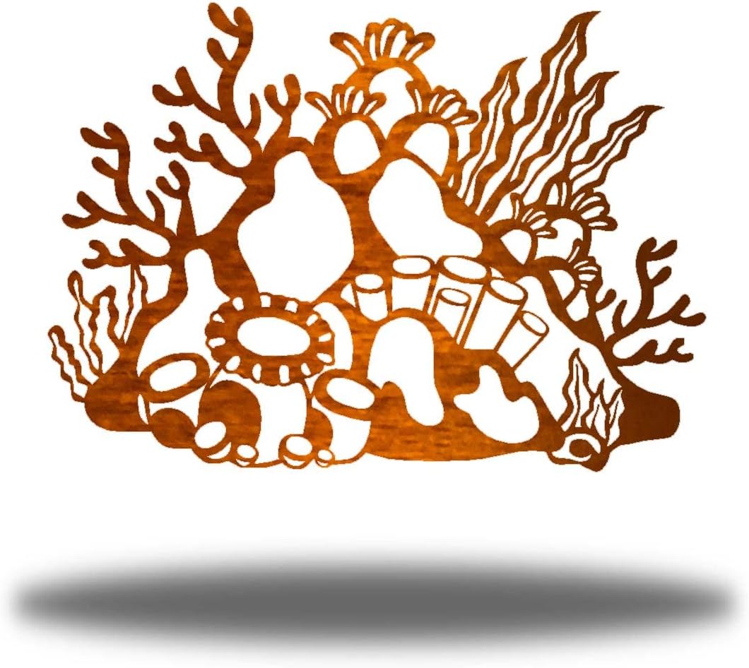 Riverside Designs Coral Reef | Coastal Metal Wall Art Steel Home Decor | Made in USA | Multiple Colors and Sizes (Copper, 12")
