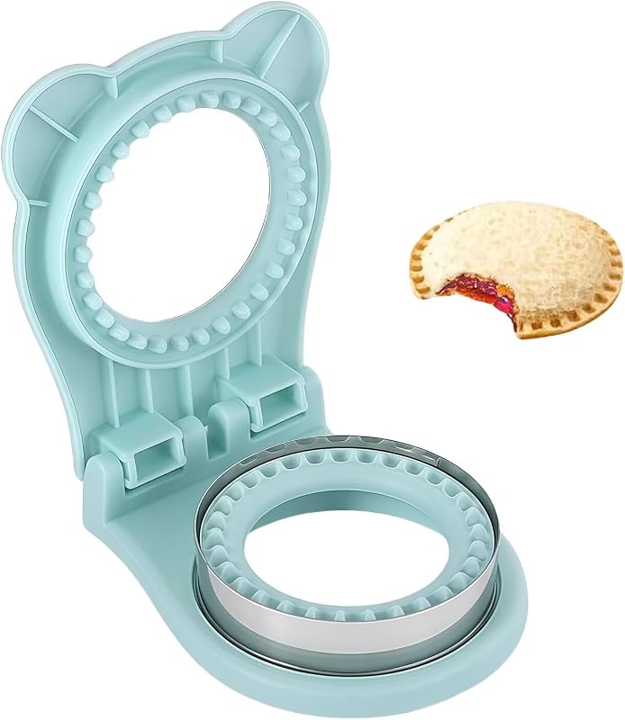 Uncrustable Sandwich Maker Cutter and Sealer, Light Blue Crustless Sandwiches Bread Cutting Machine Pocket Circle Shape 3.7Inch for Boys Girls Breakfast and lunchboxes
