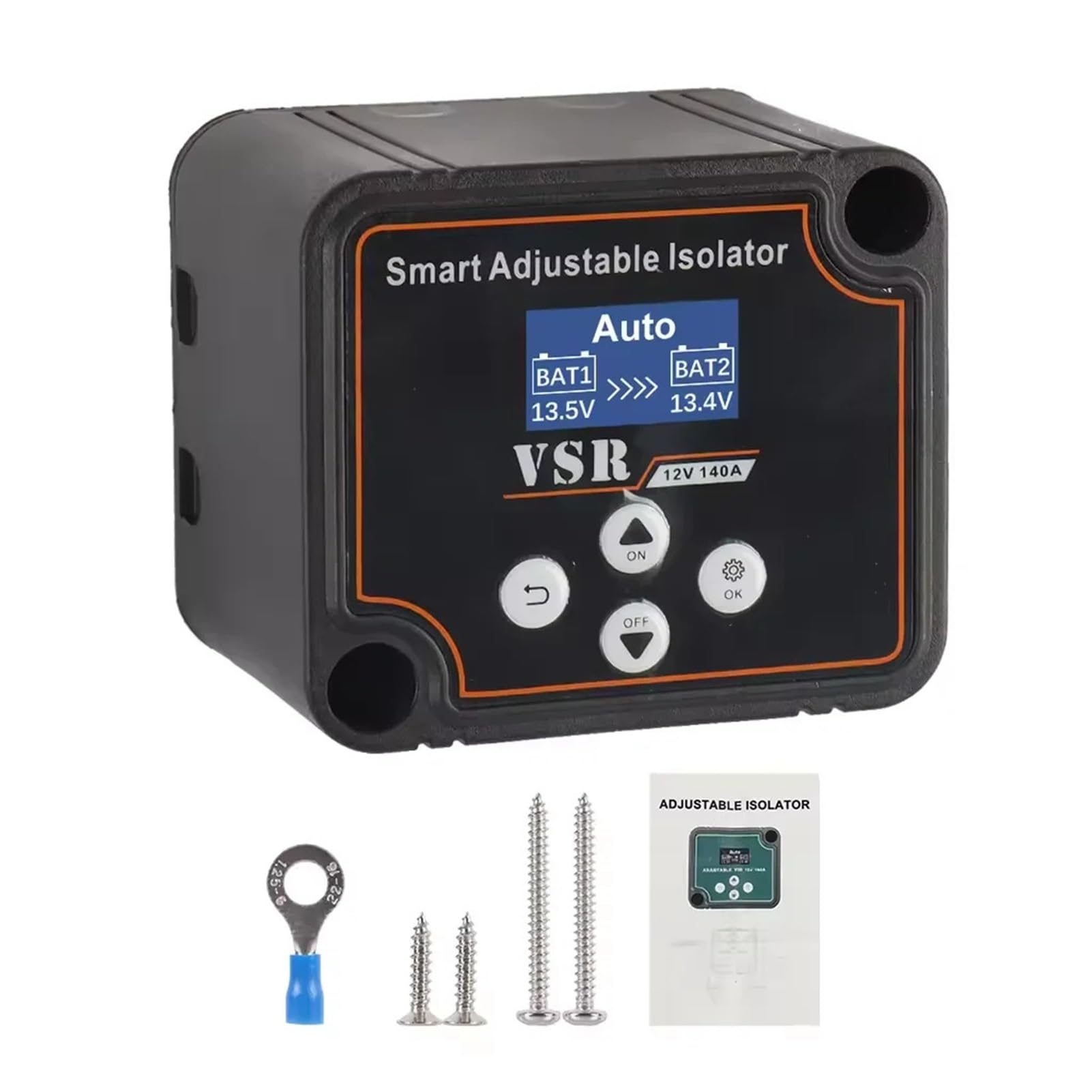 Dual Battery Smart Isolator 12V 140A with LCD Display VSR for Camper Split Charge