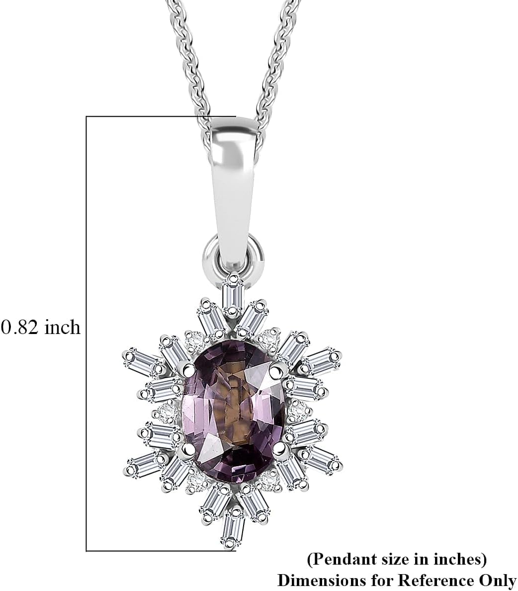 SHOP LC DELIVERING JOY Royal Lavender Spinel and Diamond 1.10 ctw Royal Rays Pendant Necklace in Rhodium Over Sterling Silver 20 Inches Christmas Gifts