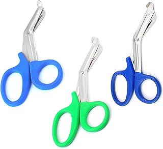 3 PCS (Green & Teal & Blue) Paramedic Utility Bandage Trauma EMT EMS Shears Scissors 7.25 INCH Stainless Steel (PC Brand)