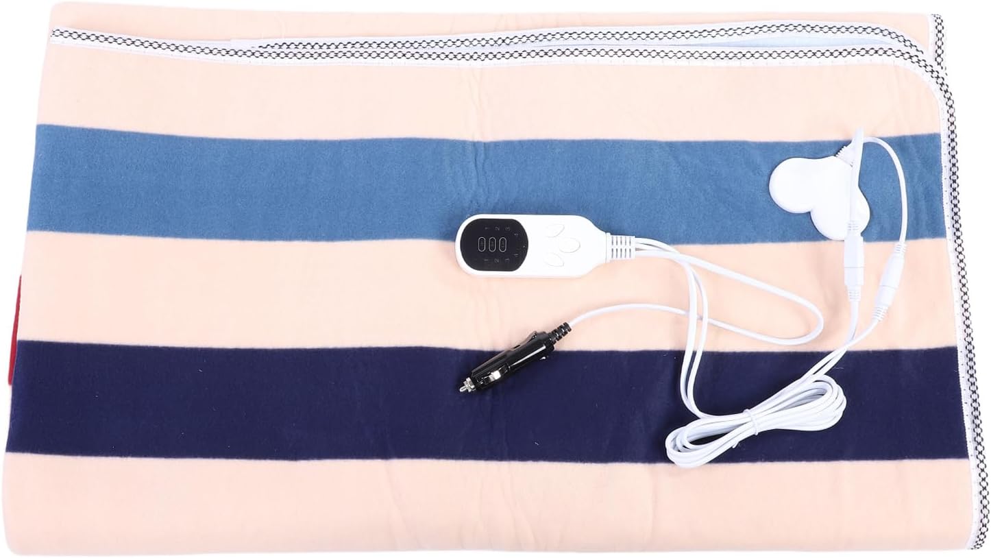 Diydeg Heated Blanket, Portable Soft Flannel Electric Blanket for Travel and Camping, Heated Throw with 3 Timer Settings and 9 Temperature Levels for Car, Truck, SUV and RV