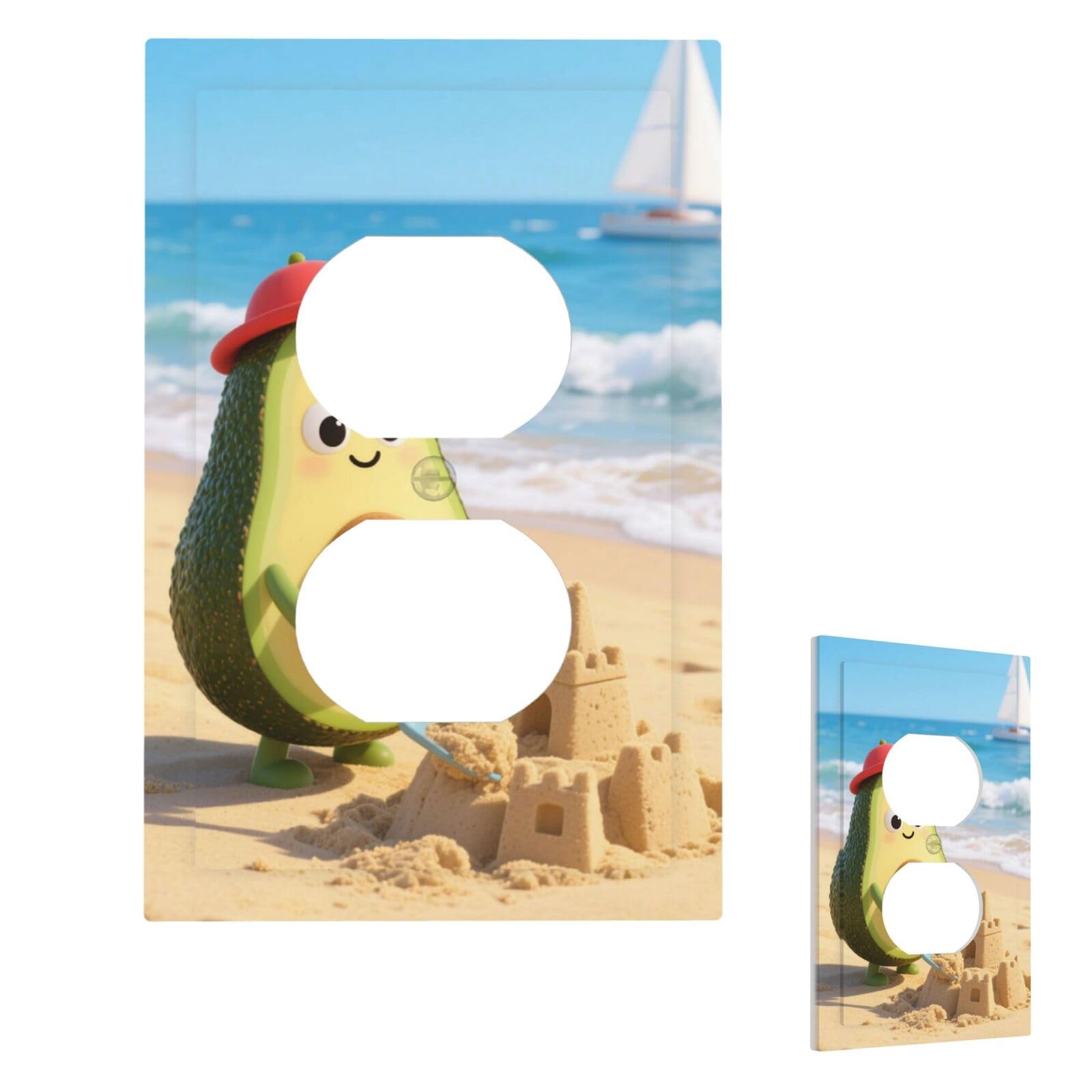 Fekiloot Duplex Avocado Wall Plate Cover Modern Decorative 1 Gang Light Switch Cover Unbreakable Receptacle Outlet Covers For Living Room Bedroom Home Decor