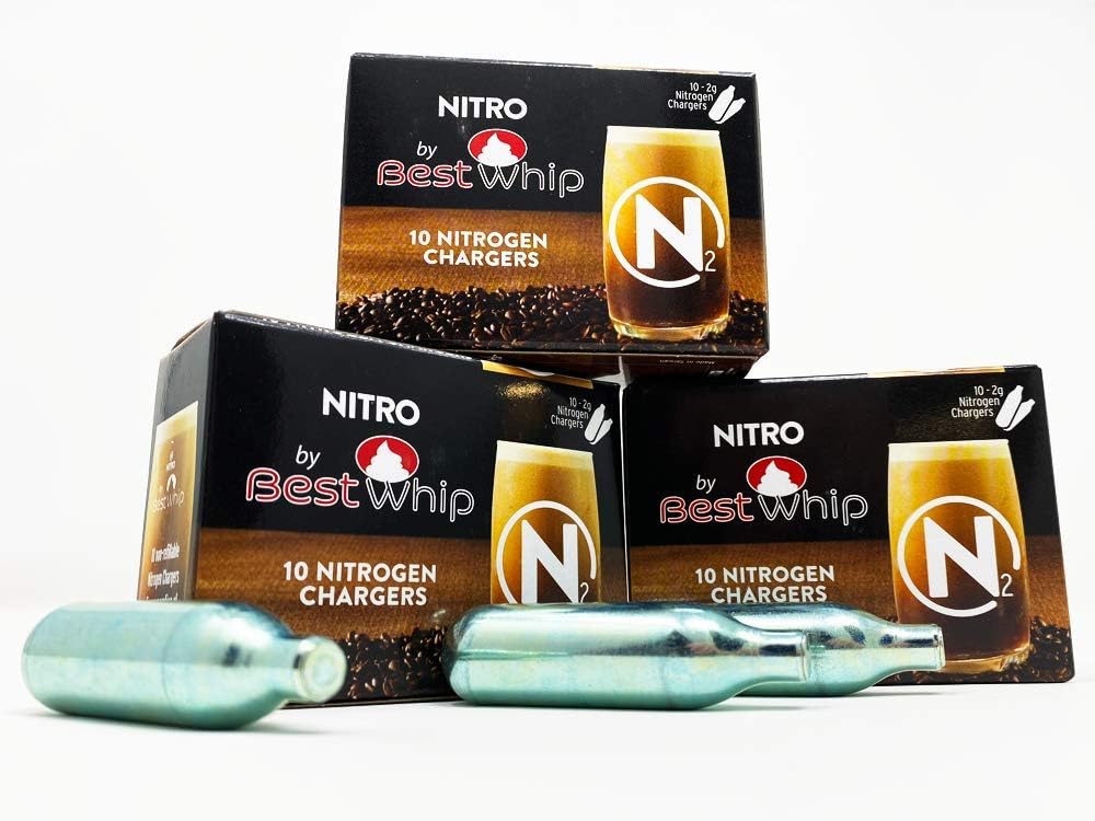 Nitrogen Chargers – N2 Cartridges NITRO by Best Whip Cartridges – Coffee Cold Brew Nitro – Non-threaded Nitrogen Chargers – 2 gram Chargers