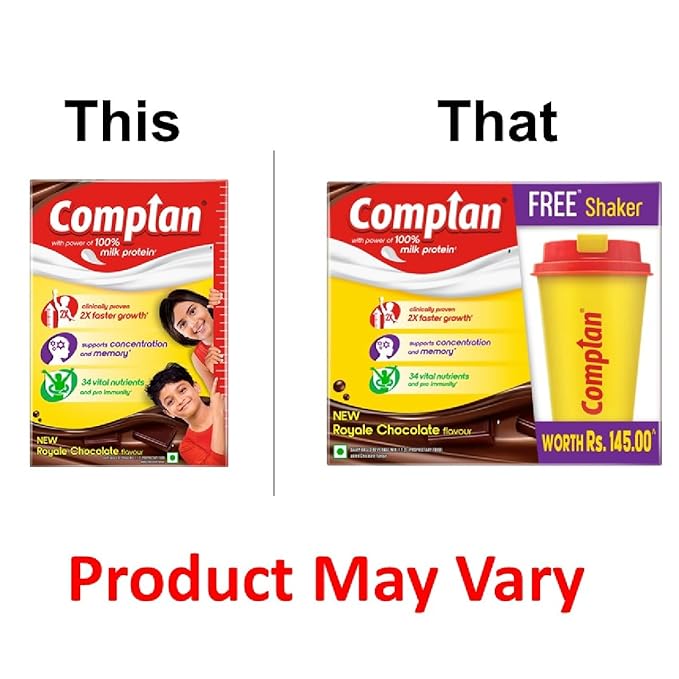 Complan Nutrition Drink Powder for Children, Royale Chocolate Flavour, 500 g Carton with Free Sipper | Nutrition drink for kids with protein & 34 vital nutrients