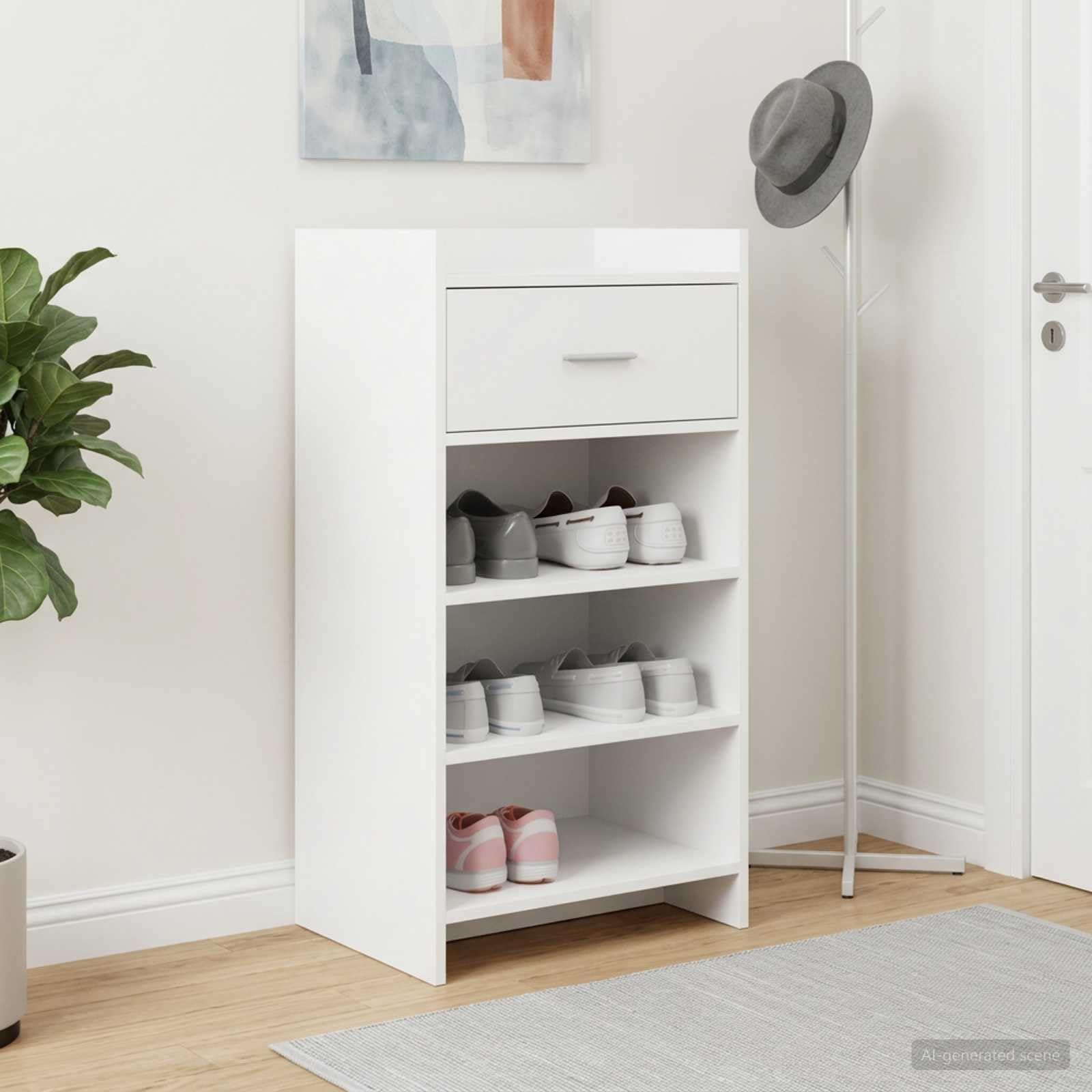 Szafka na buty biała 48 x 36 x 92 cm drewno inżynieryjne