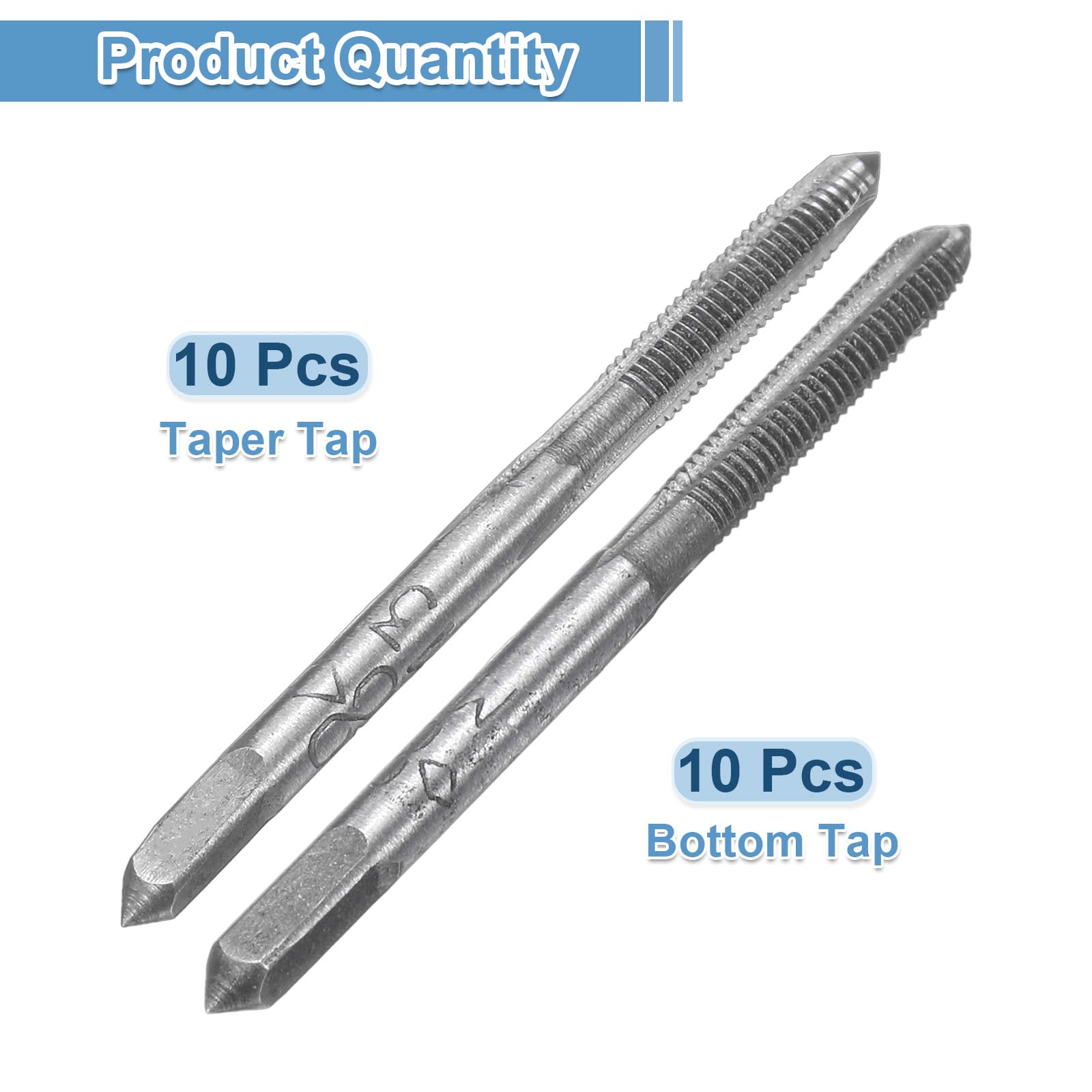 QUARKZMAN 10 Set Metric Hand Taps, M3 x 0.5 H2 Thread Taper + Bottom Tap, 9CrSi Alloy Tool Steel Screw Threading Milling Tapping Tool Kit