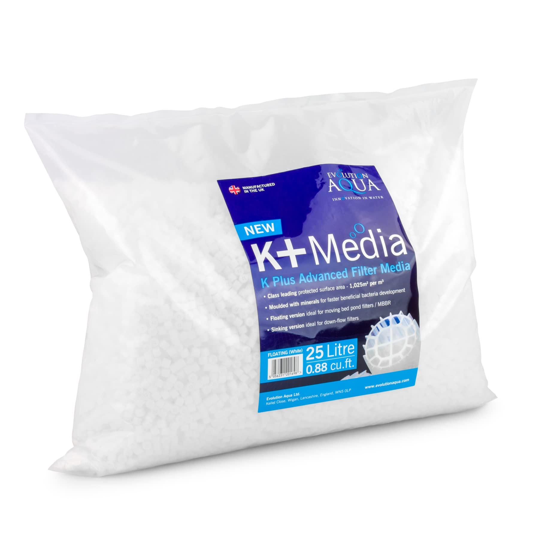 Evolution AquaK+ Media 25L Floating (White)