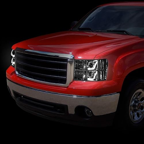 Miniatura 7 de DNA MOTORING U-Halo - Faros delanteros para proyector compatibles con GMC Sierra 1500, 2500HD, 3500HD 24-DOOR, lente ahumada,