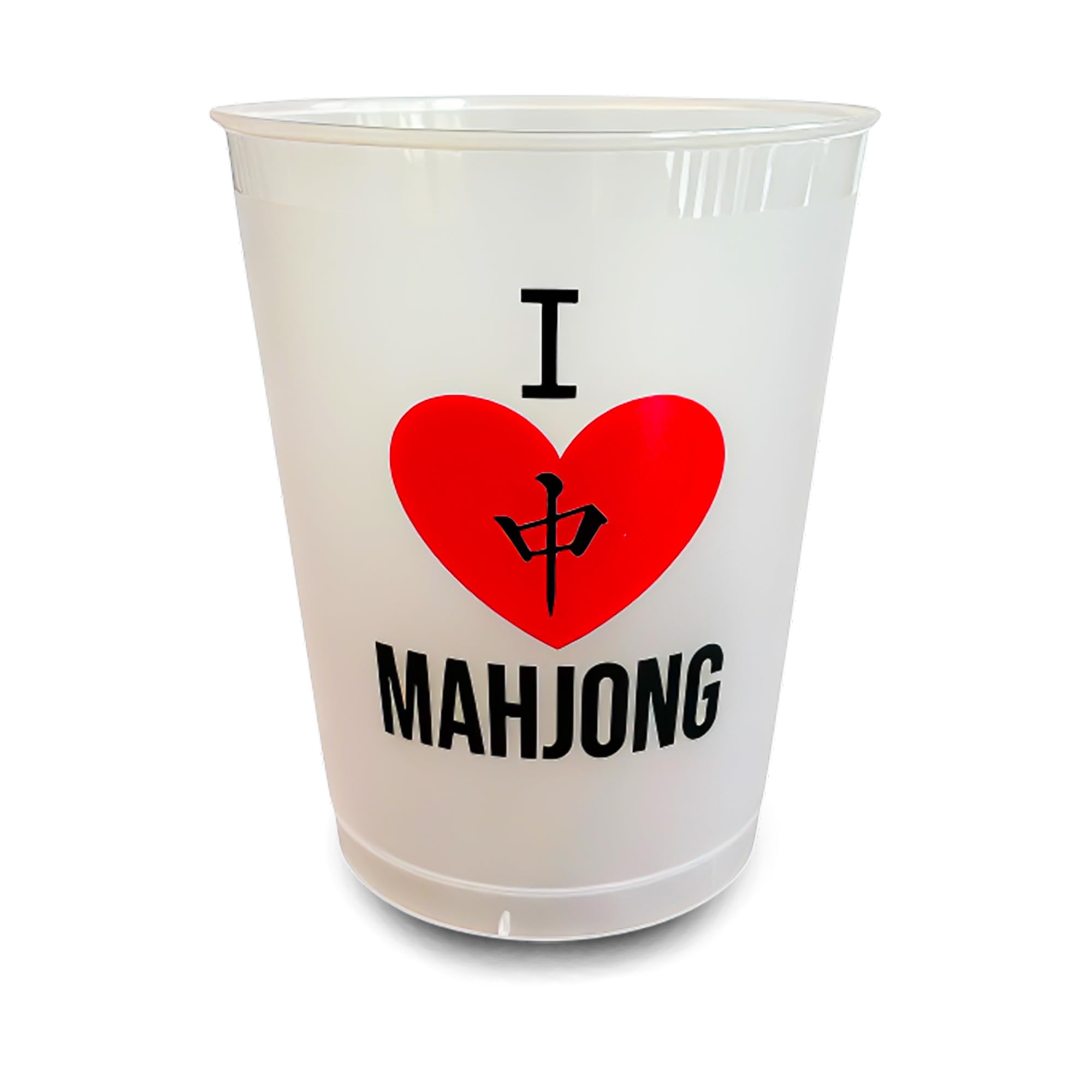 Keeks & Co I Love Mahjong Frosted Plastic Cup, 10-Piece Set, Reusable Cups – Mahjong Themed Party Supplies, Mahjong Game Night Table Decor Cocktail & Luncheon Cups