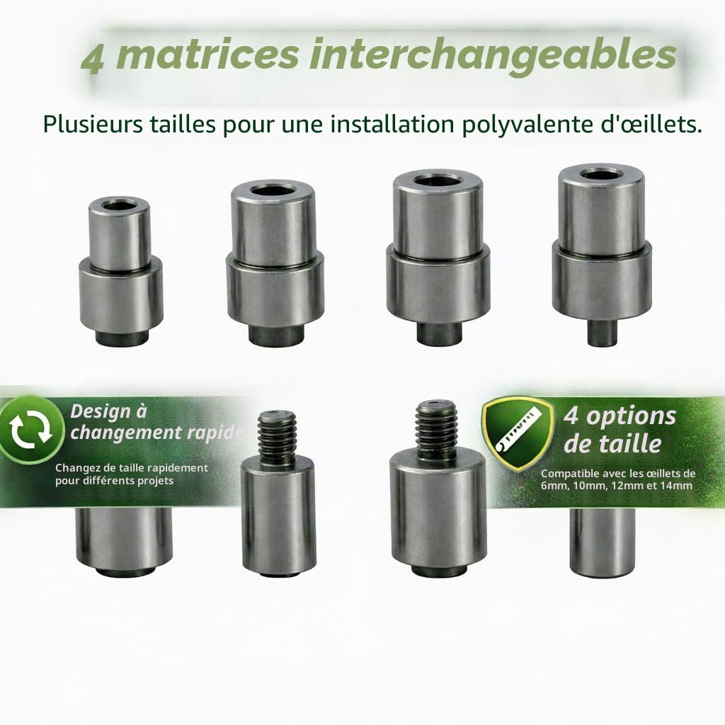 KATSU Tools Oeillet poinçon machine W 4 Die 6 10 12 14MM presse trou outil oeillet Set Kit