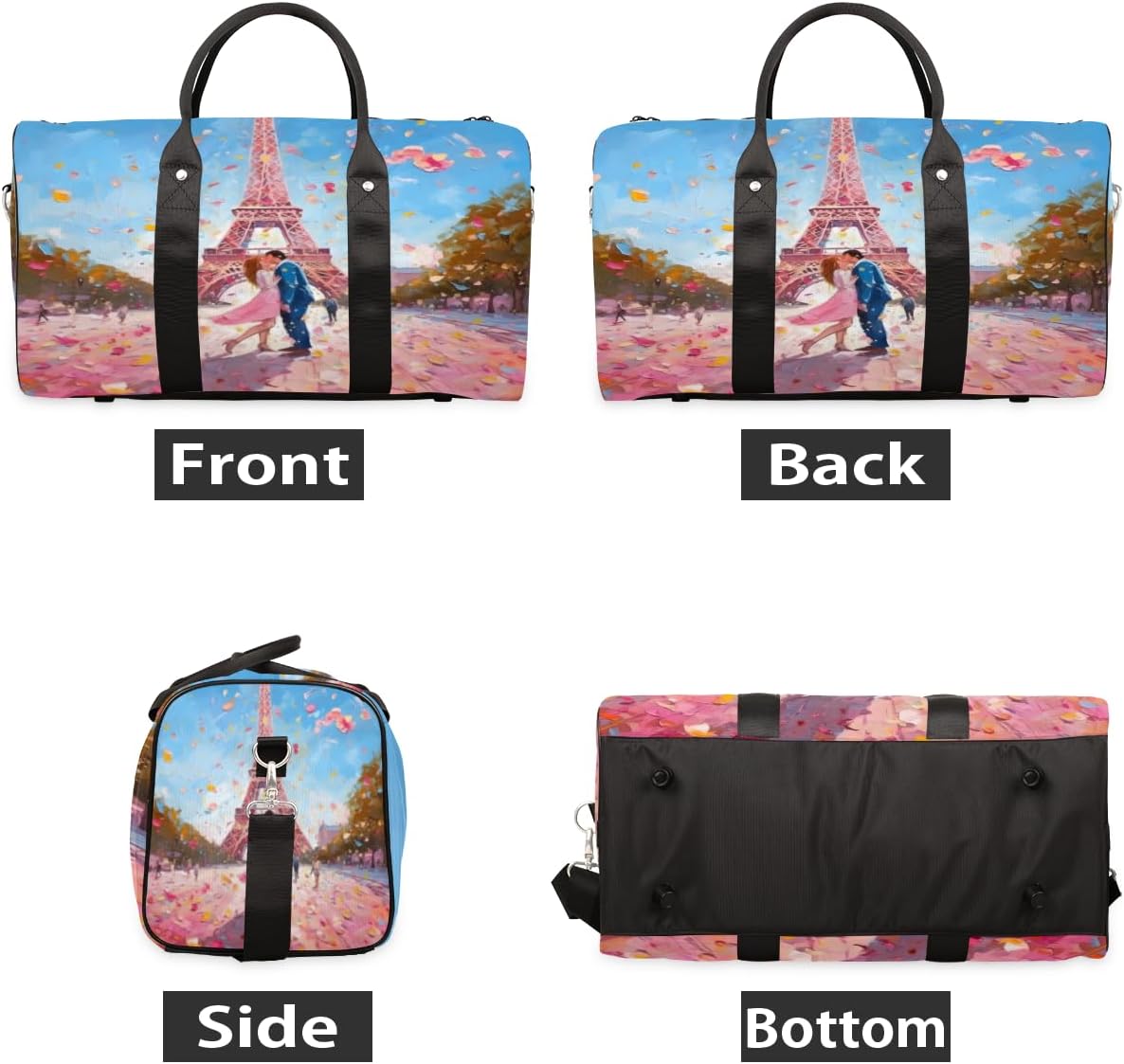 Watercolor Pagoda Flower Couple Travel Duffel Bag for Women Men Large Capacity Overnight Weekender Bags for Lightweight Waterproof Sport Gym Bag for Workout Yoga Swim