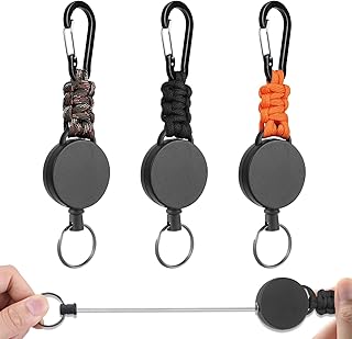 Vicloon Retractable Badge Reel, 3Pcs Retractable Keyring, Heavy Duty Carabiner Keychain Reel Clips Extendable Key Chain with 60cm Extendable Steel Wire for ID Card Holder (Gourd Buckle)