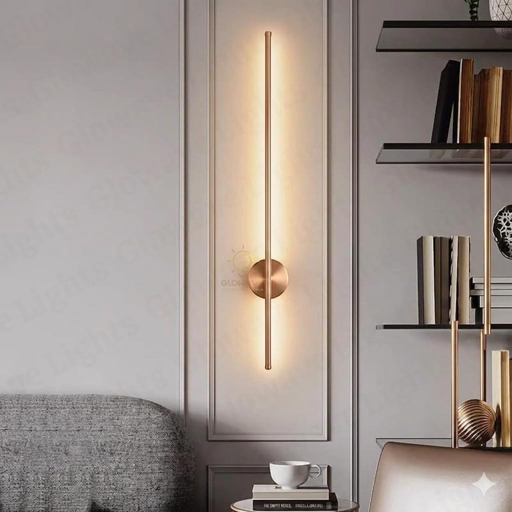 Sirius Modern 600mm LED Long Tube Wall Light | Lighting Lamp for Bedroom, Living Room - Tricolour | Warm White, Natural White, White | (Rose Gold)-image-5