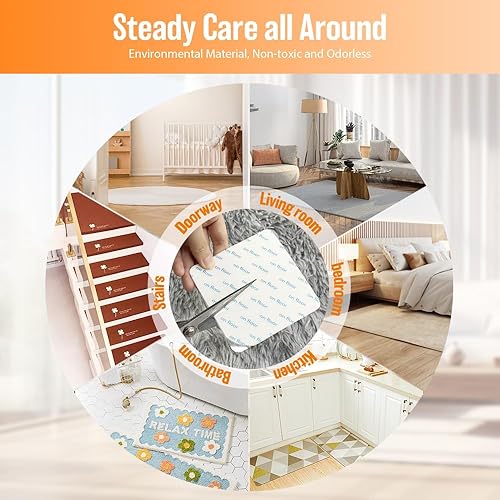 Miniatura 7 de Calcomanías para alfombras, 8 unidades, tapón adhesivo invisible para alfombra, mantiene la alfombra en su lugar y hace que las esquinas sean