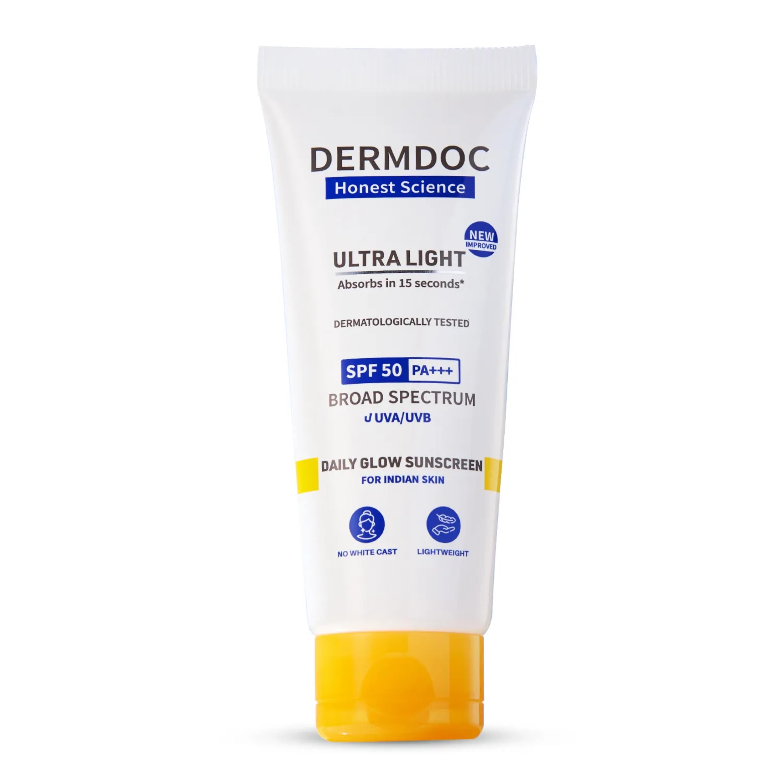 DermDoc All By Purplle Ultra Light Spf 50 Pa+++ Daily Glow Sunscreen (50Gm) | Sunblock | Lightweight | Non-Greasy | 0 White Cast