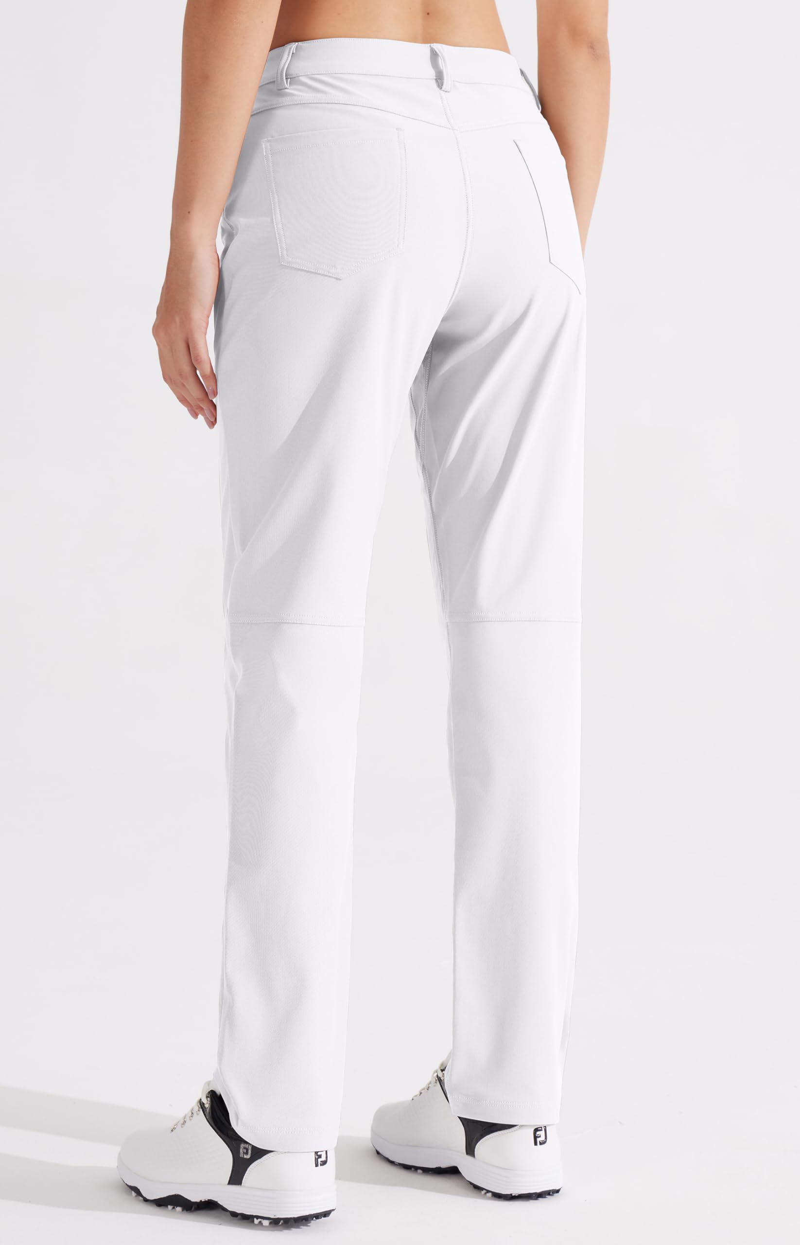 Libin Pantalon habillé pour femme 73,7 cm, 78,7 cm, extensible, jambe droite, pantalon de travail, pantalon de golf décontracté pour le bureau, le travail, le voyage, léger, blanc, 42