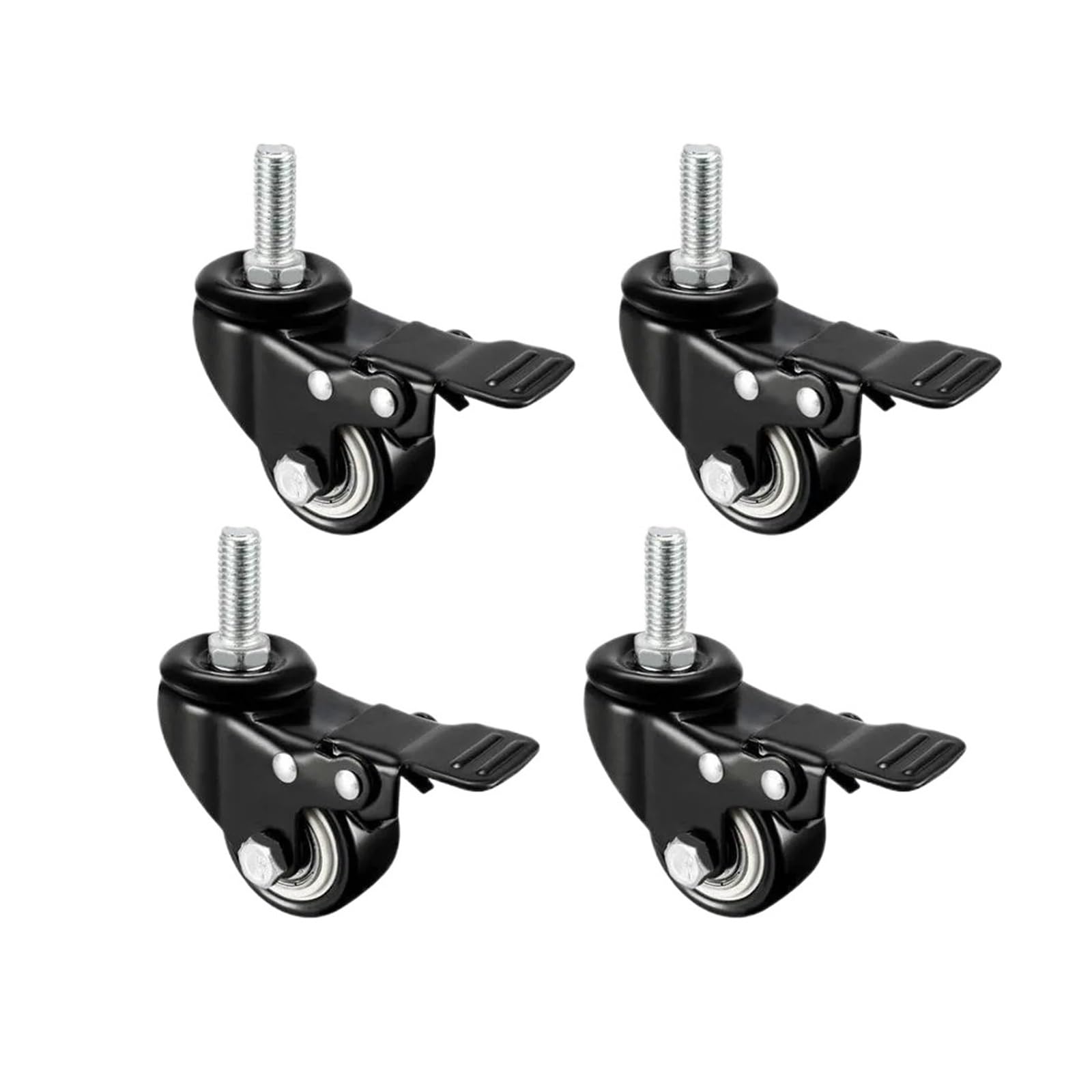 Fhdbekdcldm 1.5Inch M10 Type 2 4Pcs Swivel Caster Wheels With Brake, M8 M10 Stem, 1.5" 2"
