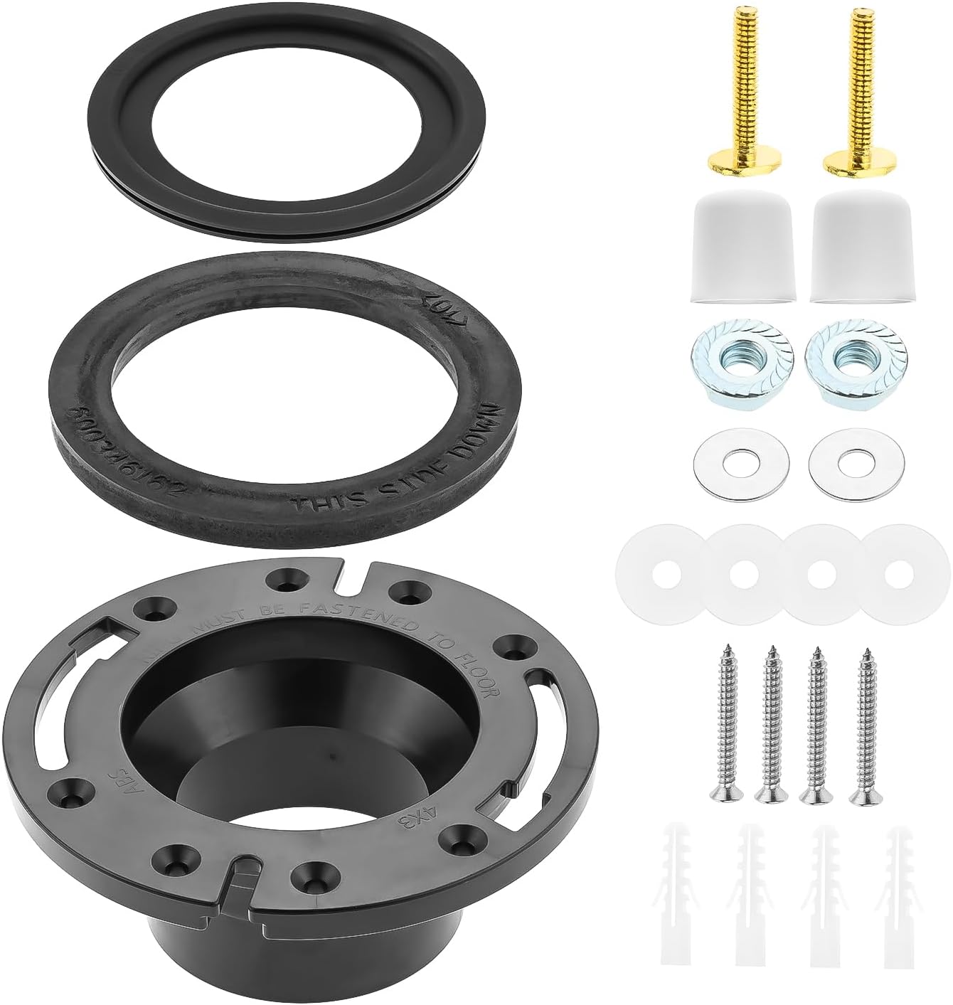 Aupoko RV Toilet Seal and 3'' Socket RV Toilet Flange Kit Compatible with 300/310/320 RV Toilets, Replace 385345892 Flange, 385311658 Flush Seal and 385311652 Base Seal, 3 in 1 Combination Seal Kit